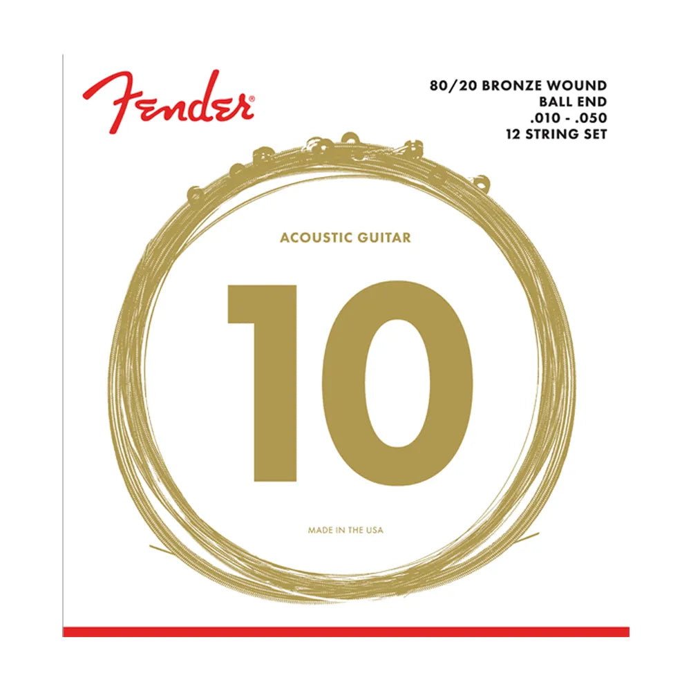 Fender 0730070423 Encordadura Guitarra Acústica 10/50 Bronze Ball end 70-12L 12 Cuerdas