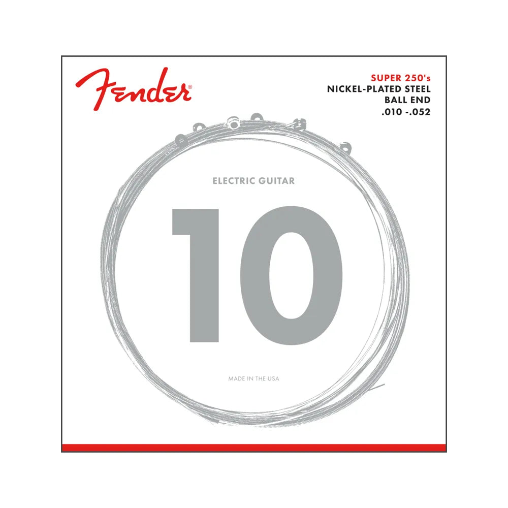 Fender 0730250407 Encordadura Guitarra Eléctrica 250Rh Ball End 10-52 Paquete Super 250 Nickel Plated Steel