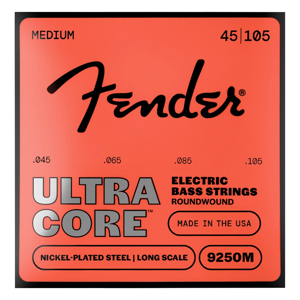Fender 0737250706 Encordadura Bajo Eléctrico Ultracore 9250 Roundwound Acero Niquelado 45/105 Punta de Bola