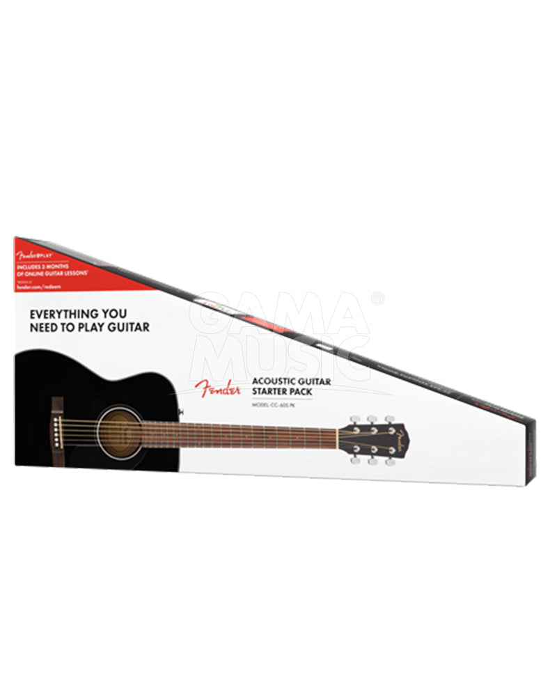 Paquete de Guitarra Acústica CC-60S (fundaPúastahalícuerdas) Negro FENDER 0970150406