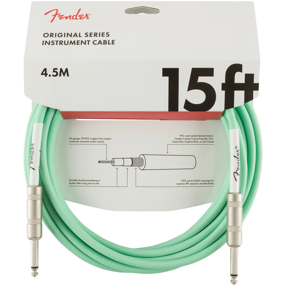 Fender 0990515058 Cable Instrumento Original Series Instrument Cable 15' Surf Green 4.5m