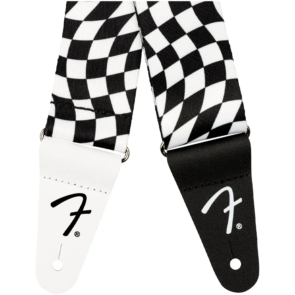 Fender 0990637288 Tahalí Wavy Checkerboard Polyester Strap Black/White