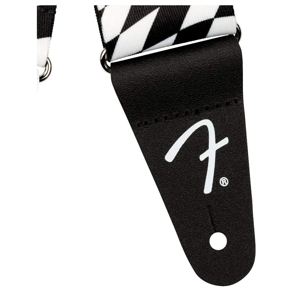 Fender 0990637288 Tahalí Wavy Checkerboard Polyester Strap Black/White