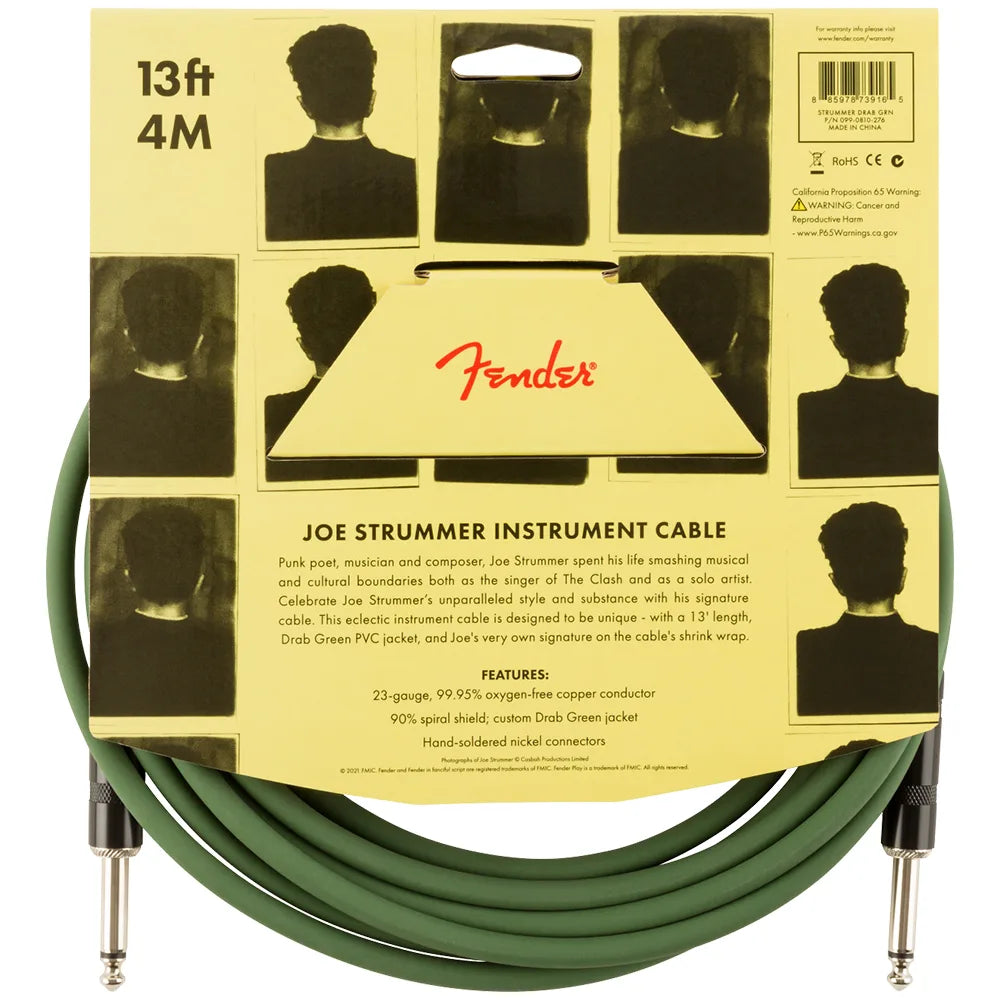 Fender 0990810276 Cable Instrumento Joe Strummer Pro 13' Instrument Cable Drab Green 4m