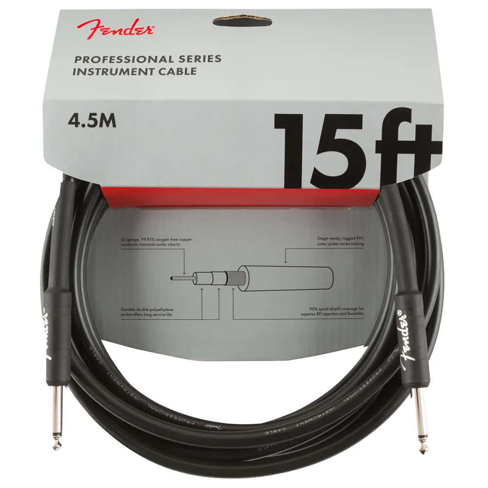 Fender 0990820021 Cable Instrumento Professional Series Instrument Cable Straight/Straight 15' Black