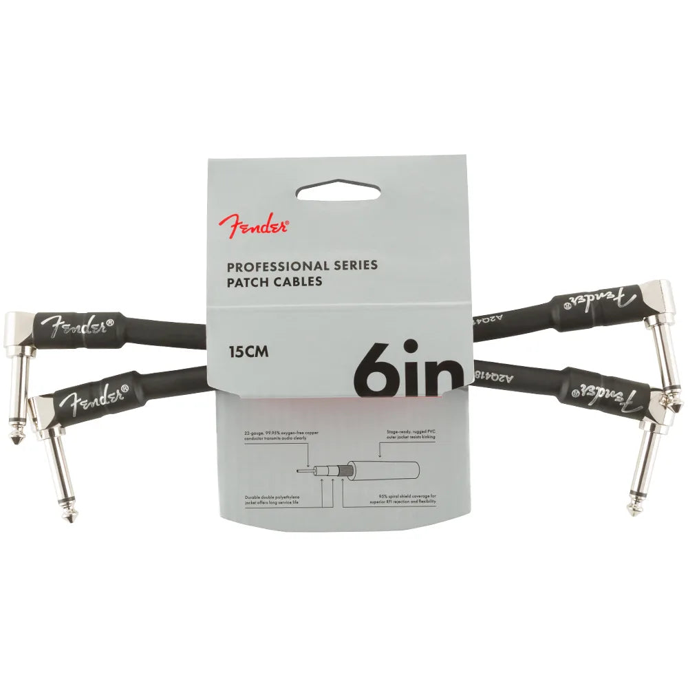 Fender 0990820023 Cable Professional Series Instrument Cable 2-Pack Angle/Angle 6"