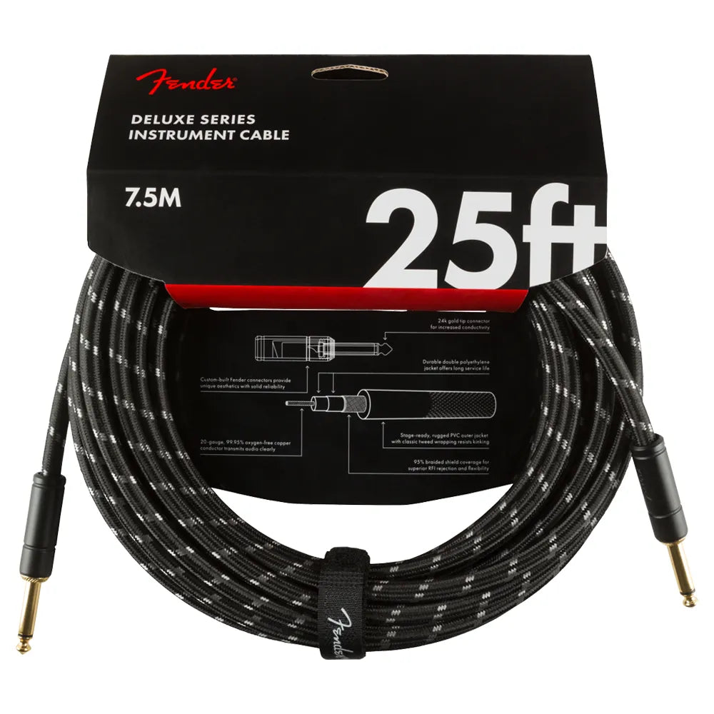 Cable para Instrumento Deluxe 7.6m Black Tweed FENDER 0990820075