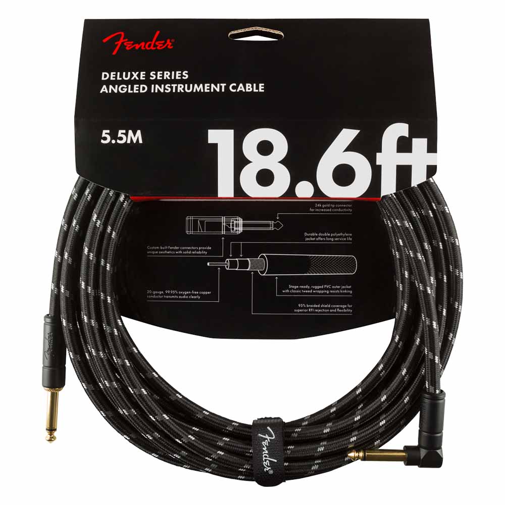 Cable para Instrumento Deluxe 5.7m Black Tweed con Plug Angular FENDER 0990820079
