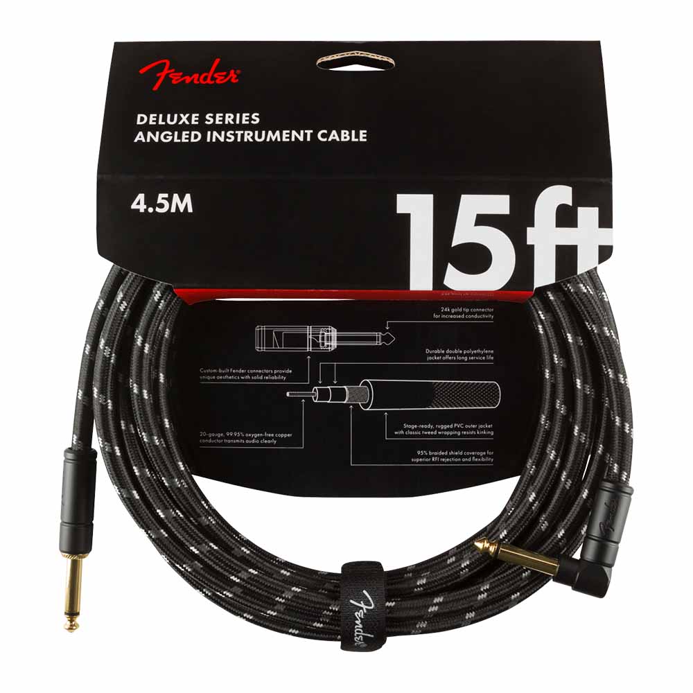 Cable para Instrumento Deluxe 4.5m Black Tweed con Plug Angular FENDER 0990820085