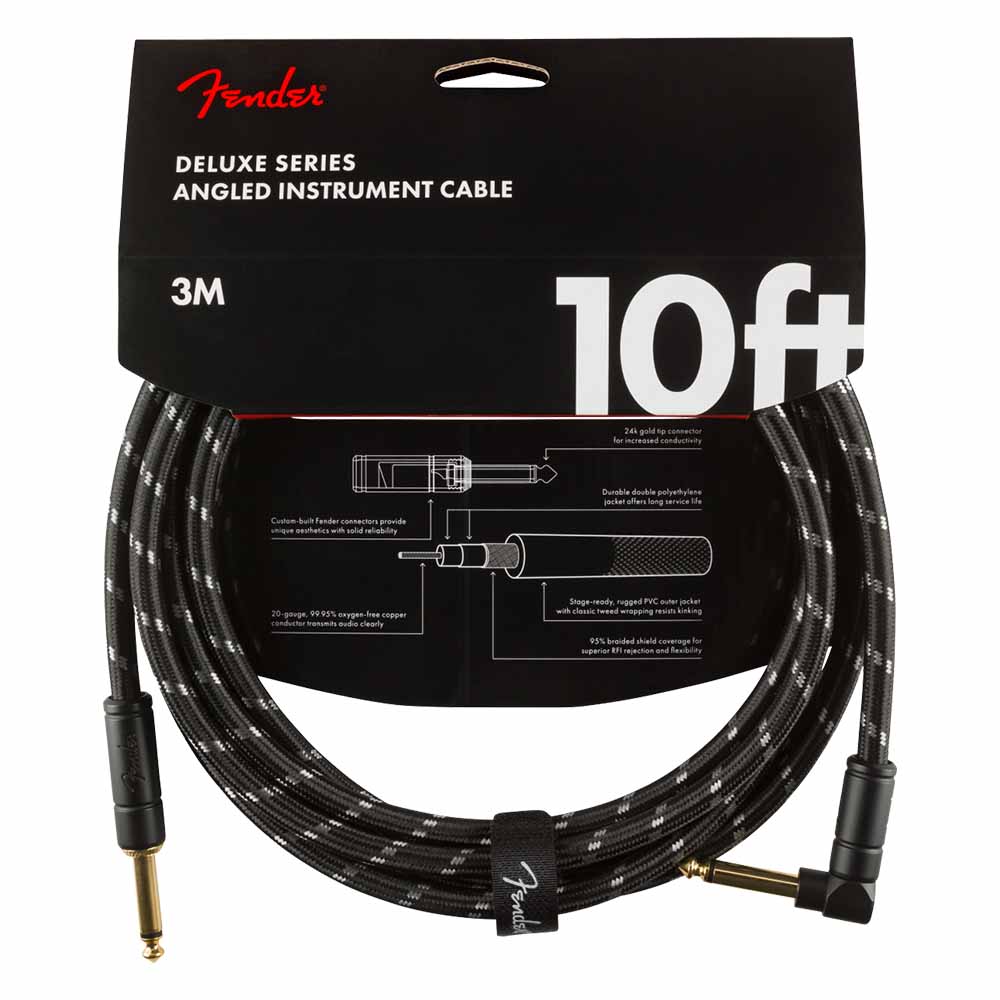 Cable para Instrumento Deluxe 3m Black Tweed con Plug Angular FENDER 0990820090