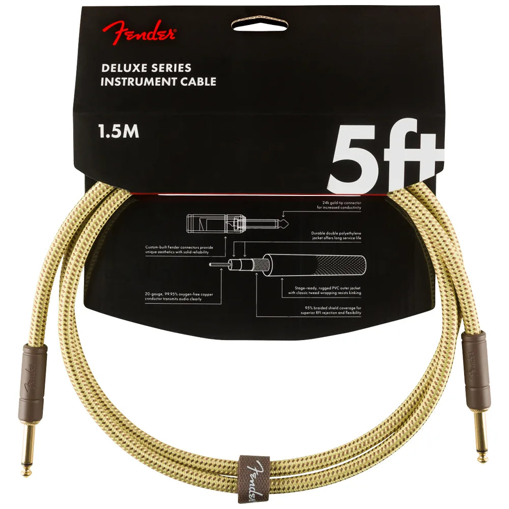 Fender 0990820094 Cable Instrumento Deluxe Series Instruments Cable Straight/Straight 5' Tweed