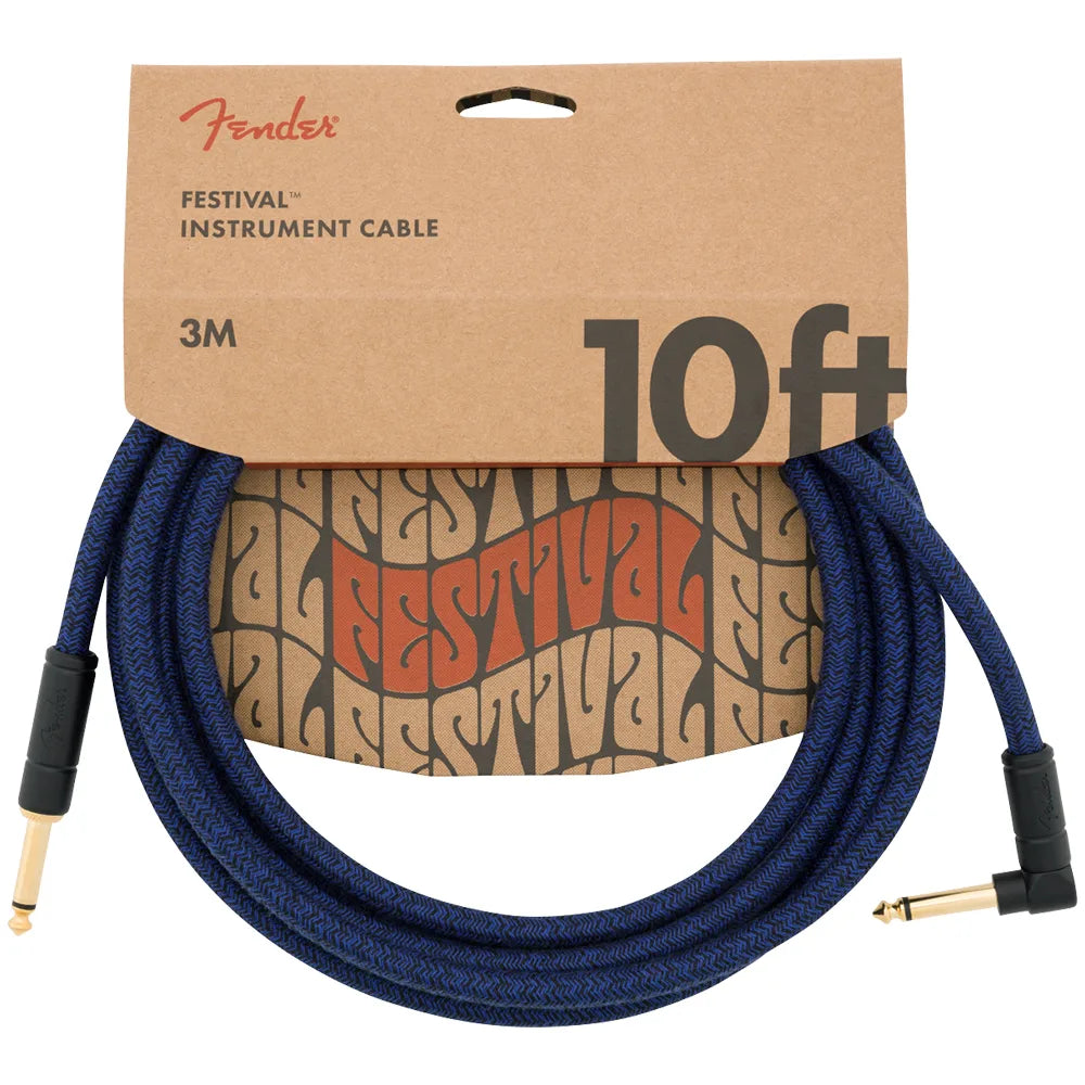 Fender 0990910073 Cable Festival Instrument Cable Straight/Angle 10' Pure Hemp Blue Dream