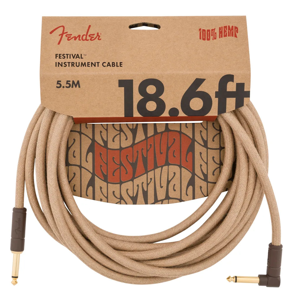 Fender 0990918021 Cable Instrumento Festival Instrument Cable Straight/Angle 18.6' Pure Hemp Natural