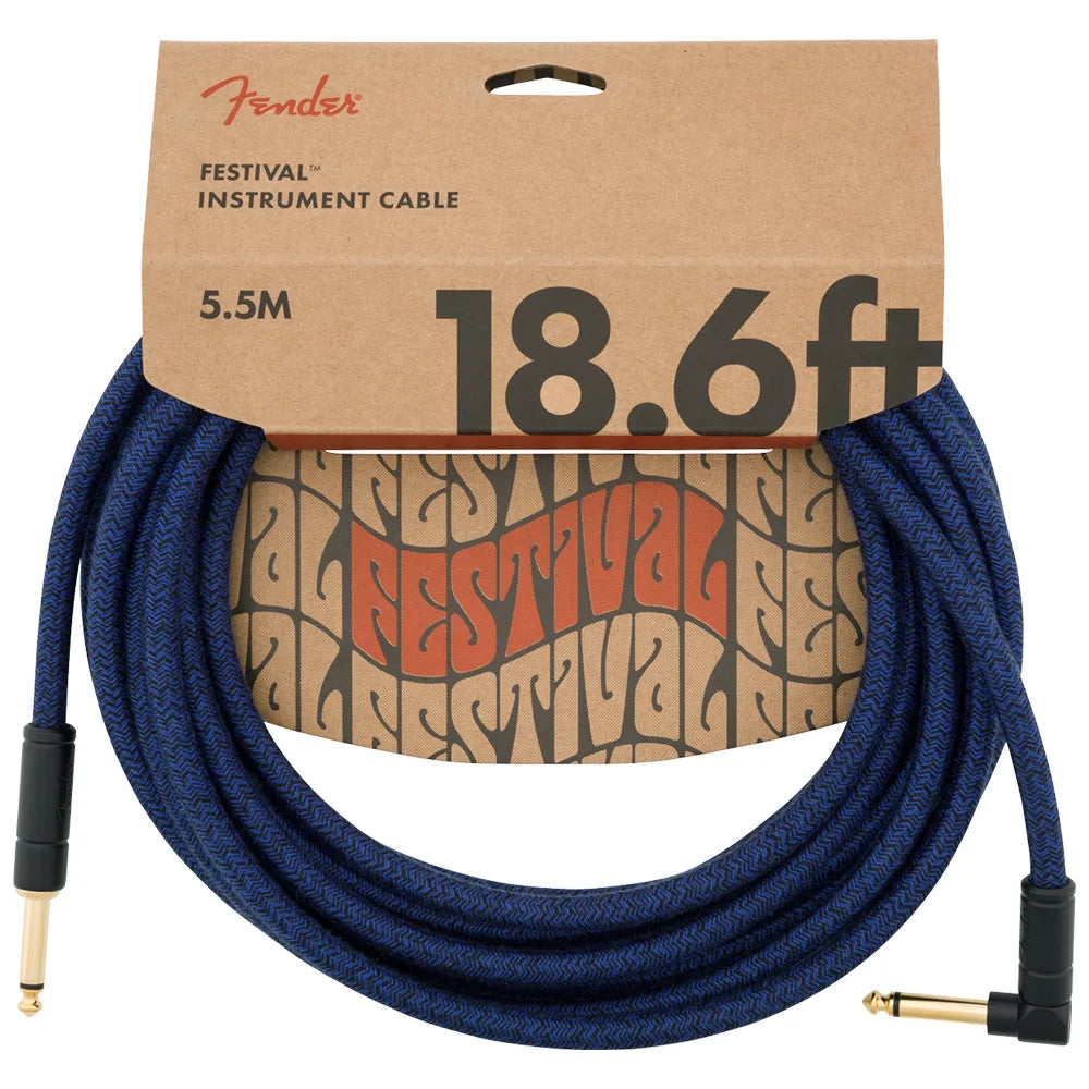Fender 0990918073 Cable Instrumento Festival Instrument Cable Straight/Angle 18.6' Pure Hemp Blue Dream