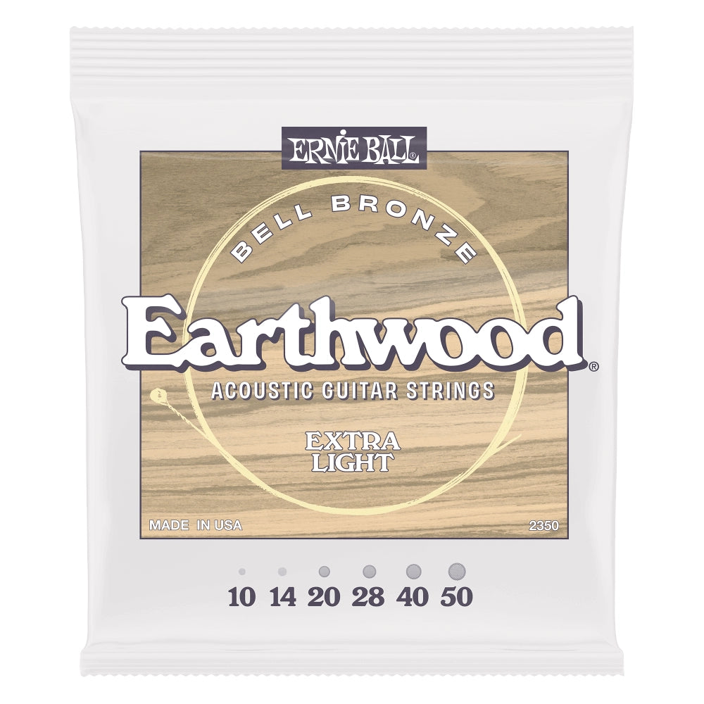 Ernieball 2350 Encordadura Guitarra Acústica Earthwood Extra Light 10/50 Bronce
