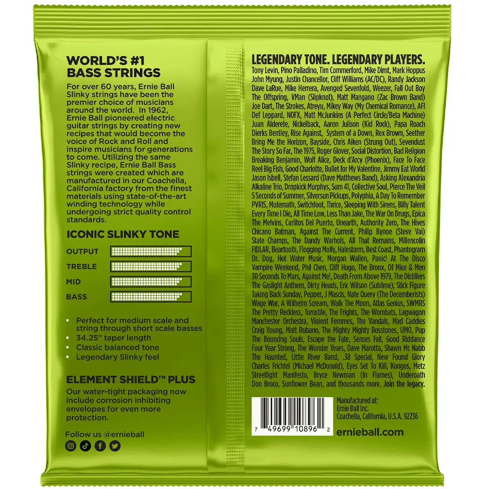 ErnieBall 2856 Encordadura Bajo Eléctrico 45/105 Slinky Medium Scale