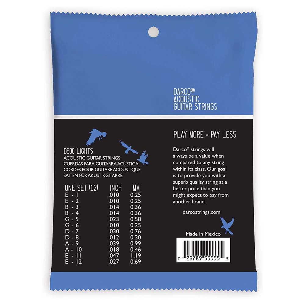 Encordadura de Guitarra Acústica 80/20 Phosphor Bronze 10/47 (12) DARCO 41Y18D500