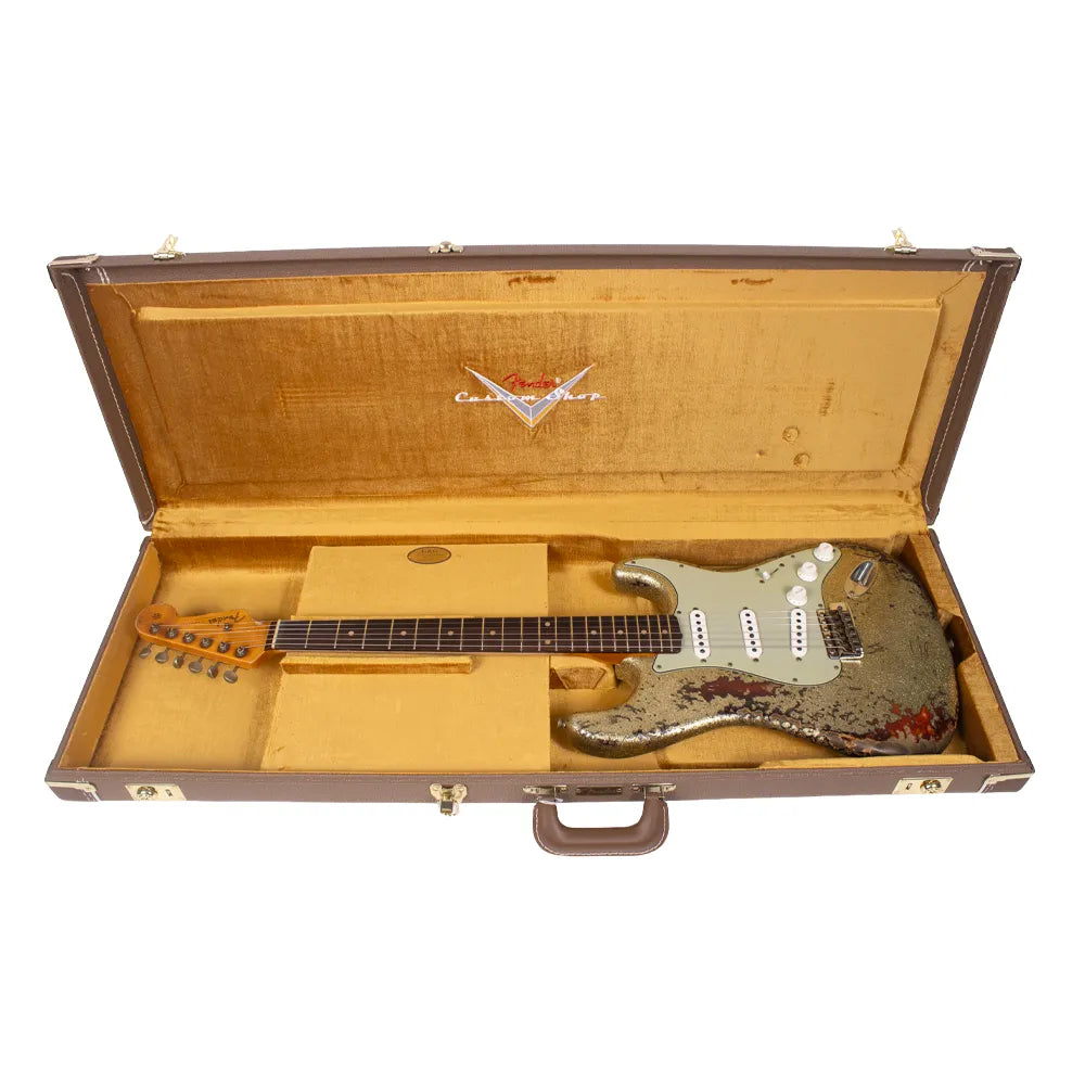 Fender Custom Shop 9231016771 Guitarra Eléctrica 1961 Stratocaster Super Heavy Relic 3A Gold Sparkle over 3 Color Sunburst