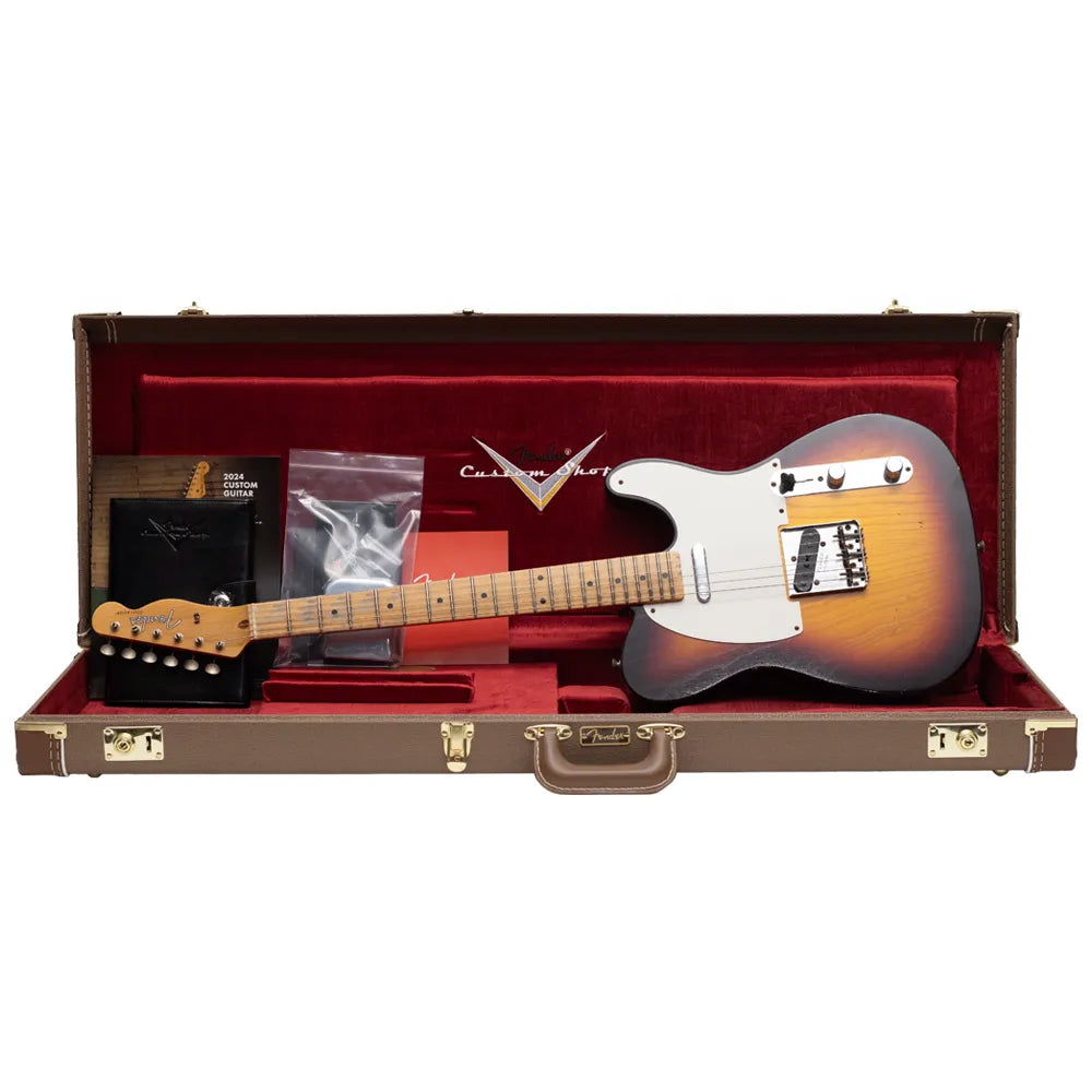 Fender Custom Shop 9236091074 Guitarra Eléctrica 1959 Telecaster Journeyman Relic Faded Aged Chocolate 3-Color Sunburst