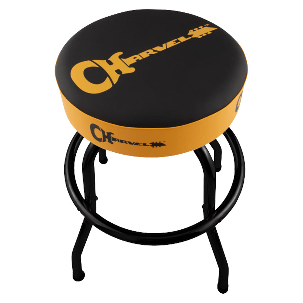 Banco De Metal Charvel 9922428024 Logo Barstool Black Yellow 24"