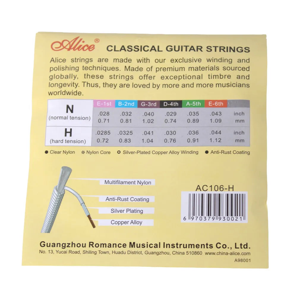 Alice A106H Encordadura Guitarra Acústica Hard Tension