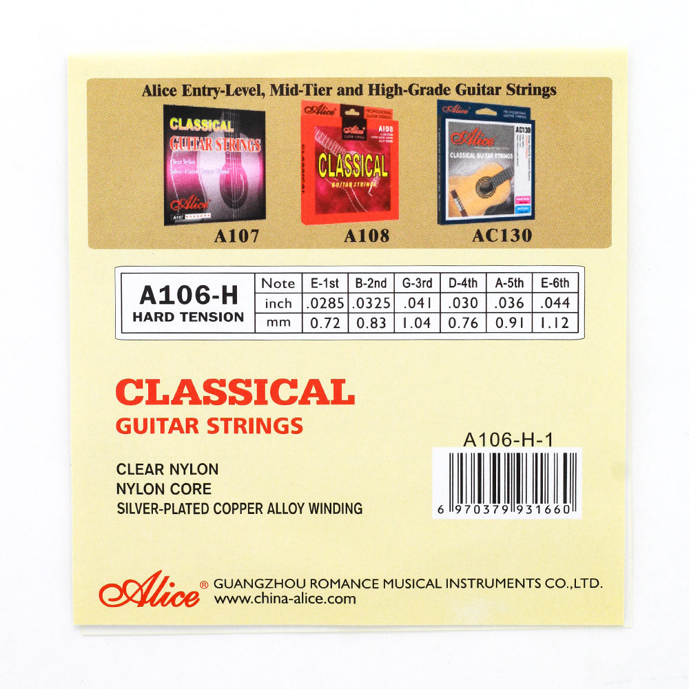Cuerda Guitarra Acústica 1° Alice A106h1 Nylon Hard Tension A106H1