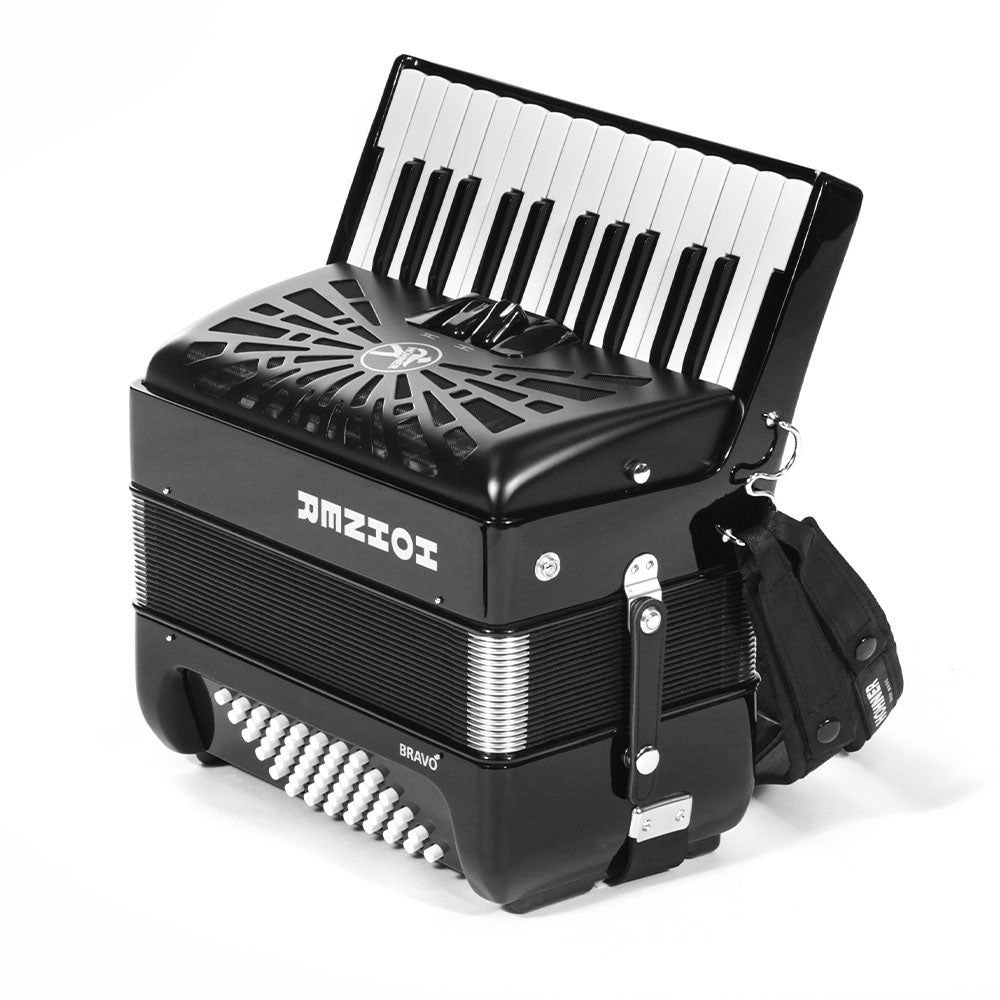 Acordeon Hohner A16522 Bravo II 26 Teclas 48 Bajos Negro con Funda