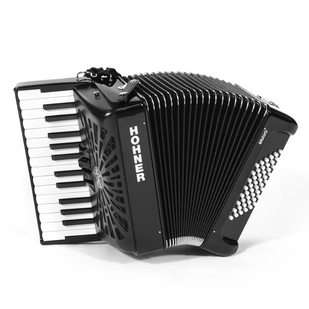 Acordeon Hohner A16522 Bravo II 26 Teclas 48 Bajos Negro con Funda