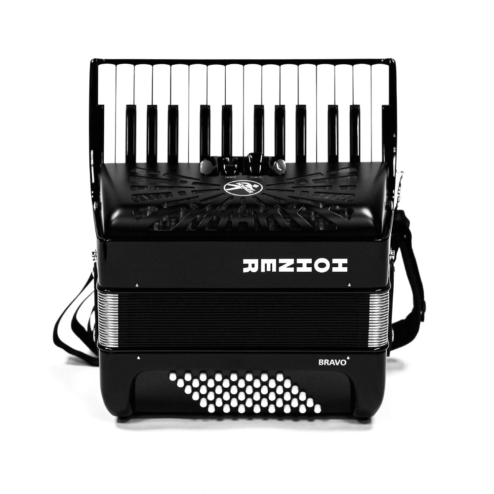 Acordeon Hohner A16522 Bravo II 26 Teclas 48 Bajos Negro con Funda