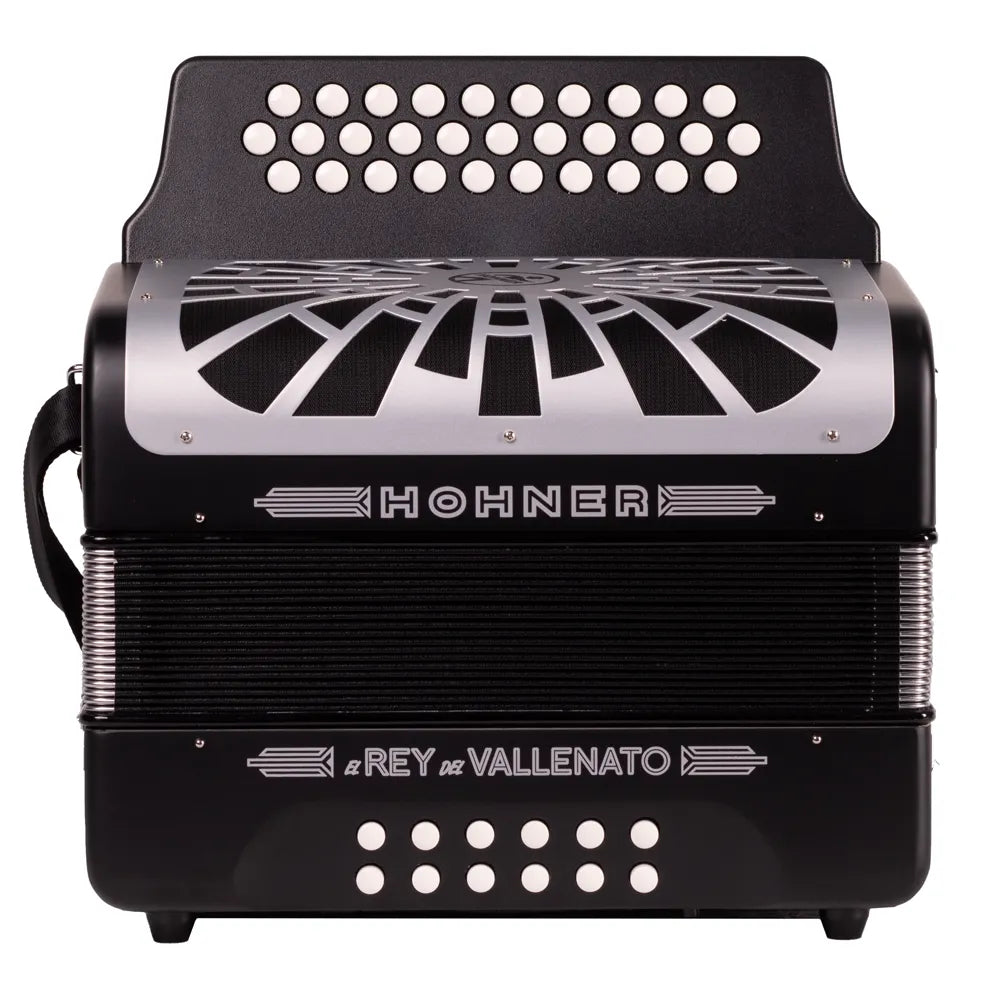 Hohner A49621 Acordeón El Rey Del Vallenato Sib-Mib-Lab Negro Con Funda