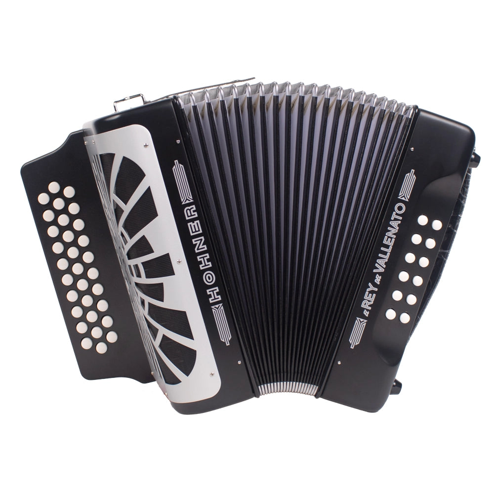 Hohner A49621 Acordeón El Rey Del Vallenato Sib-Mib-Lab Negro Con Funda