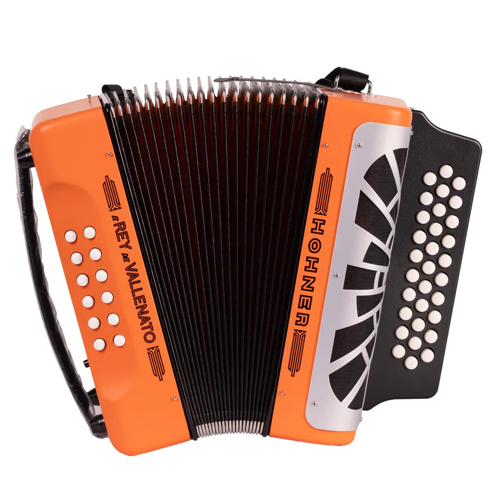 Hohner A49651 Acordeón El Rey Del Vallenato Sib-Mib-Lab Anaranjado C/Funda
