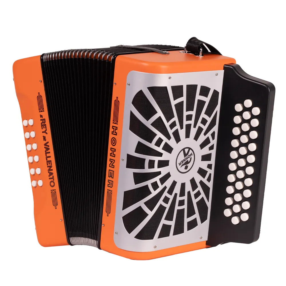 Hohner A49651 Acordeón El Rey Del Vallenato Sib-Mib-Lab Anaranjado C/Funda