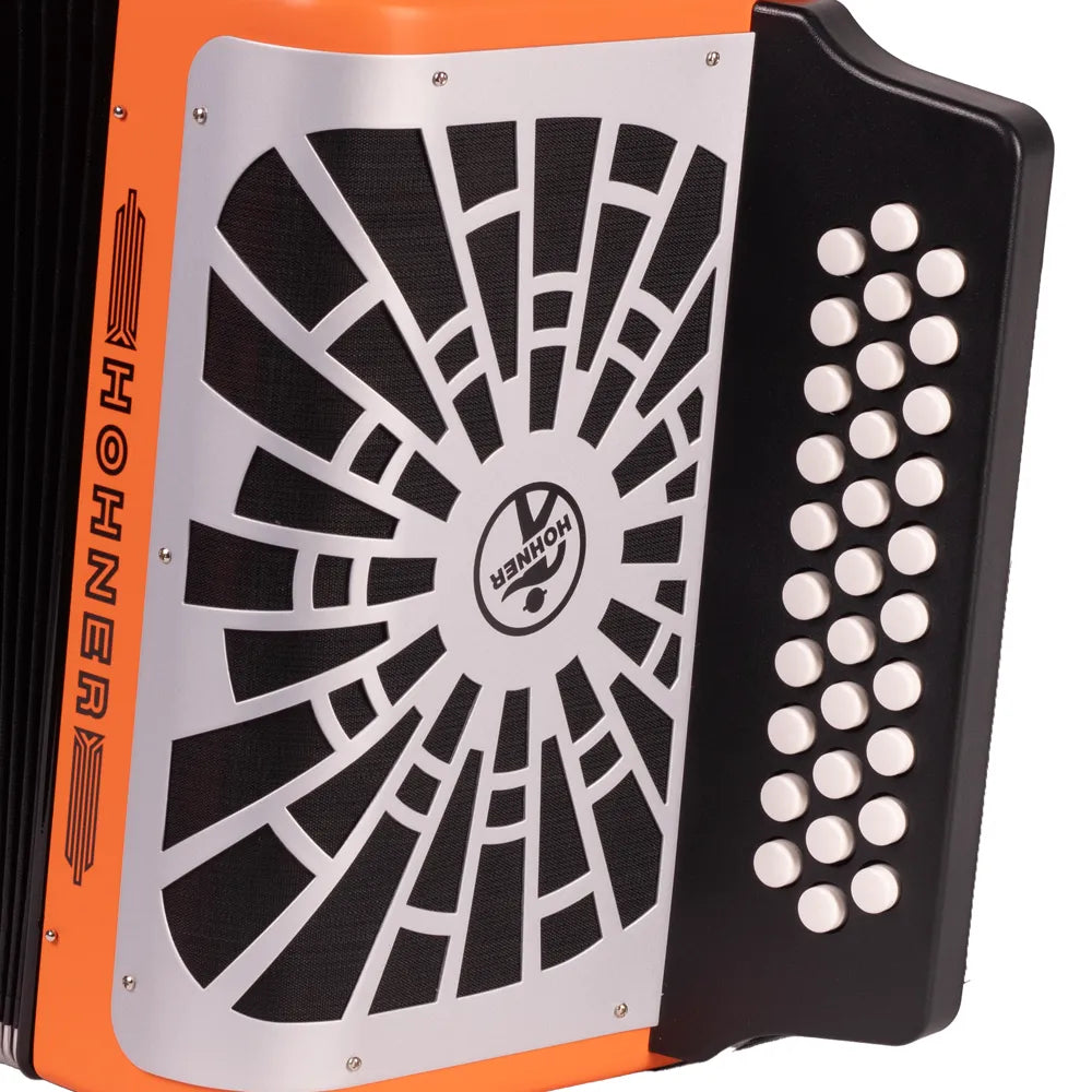 Hohner A49651 Acordeón El Rey Del Vallenato Sib-Mib-Lab Anaranjado C/Funda