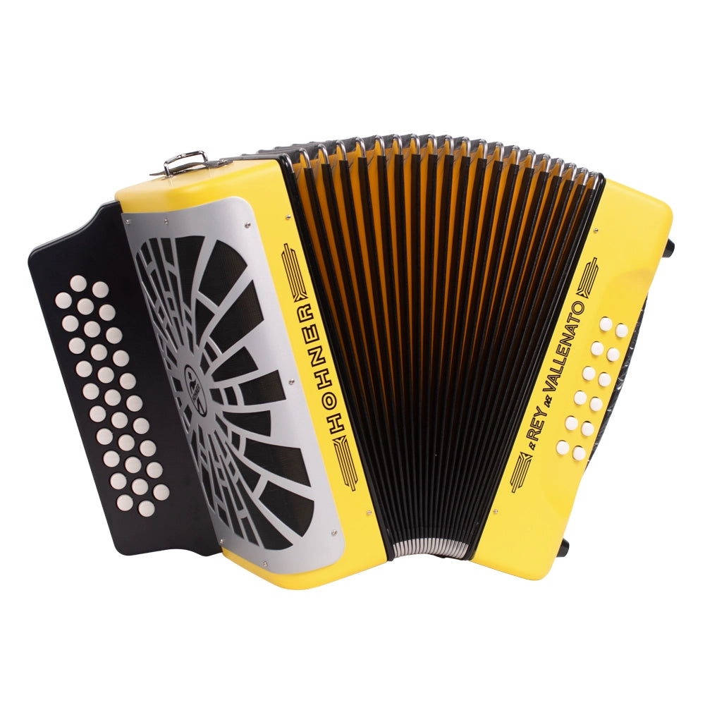 Hohner A49661 Acordeón El Rey Del Vallenato Sib-Mib-Lab Amarillo C/Funda