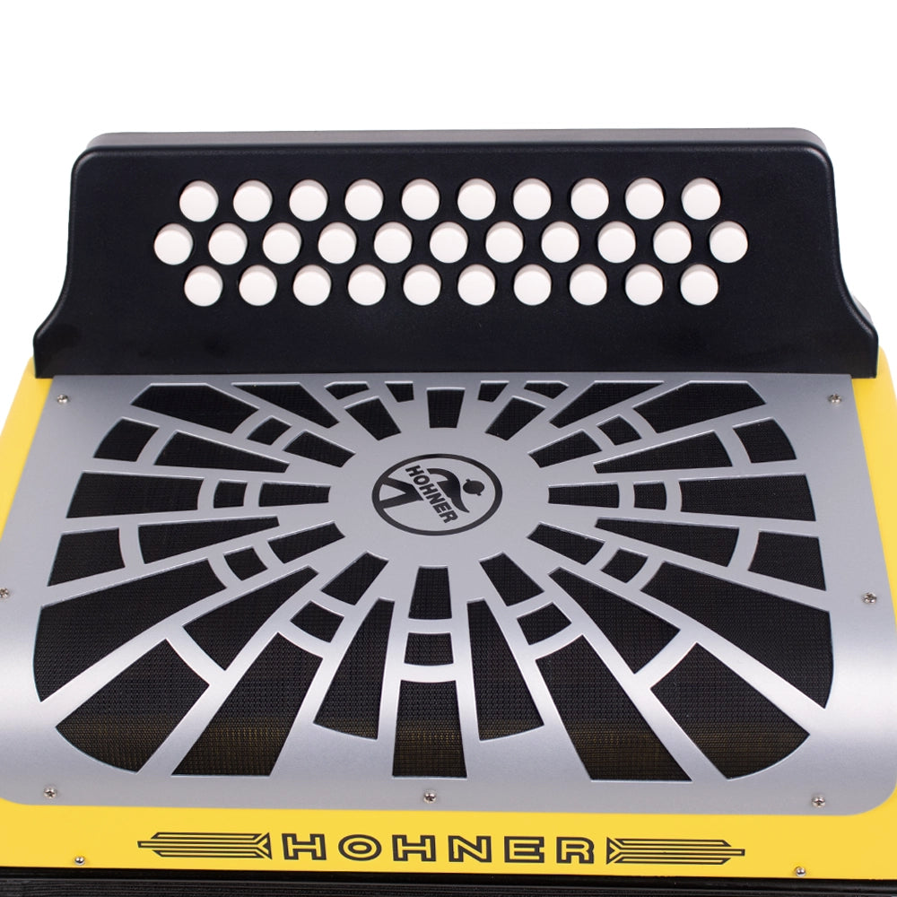 Hohner A49661 Acordeón El Rey Del Vallenato Sib-Mib-Lab Amarillo C/Funda