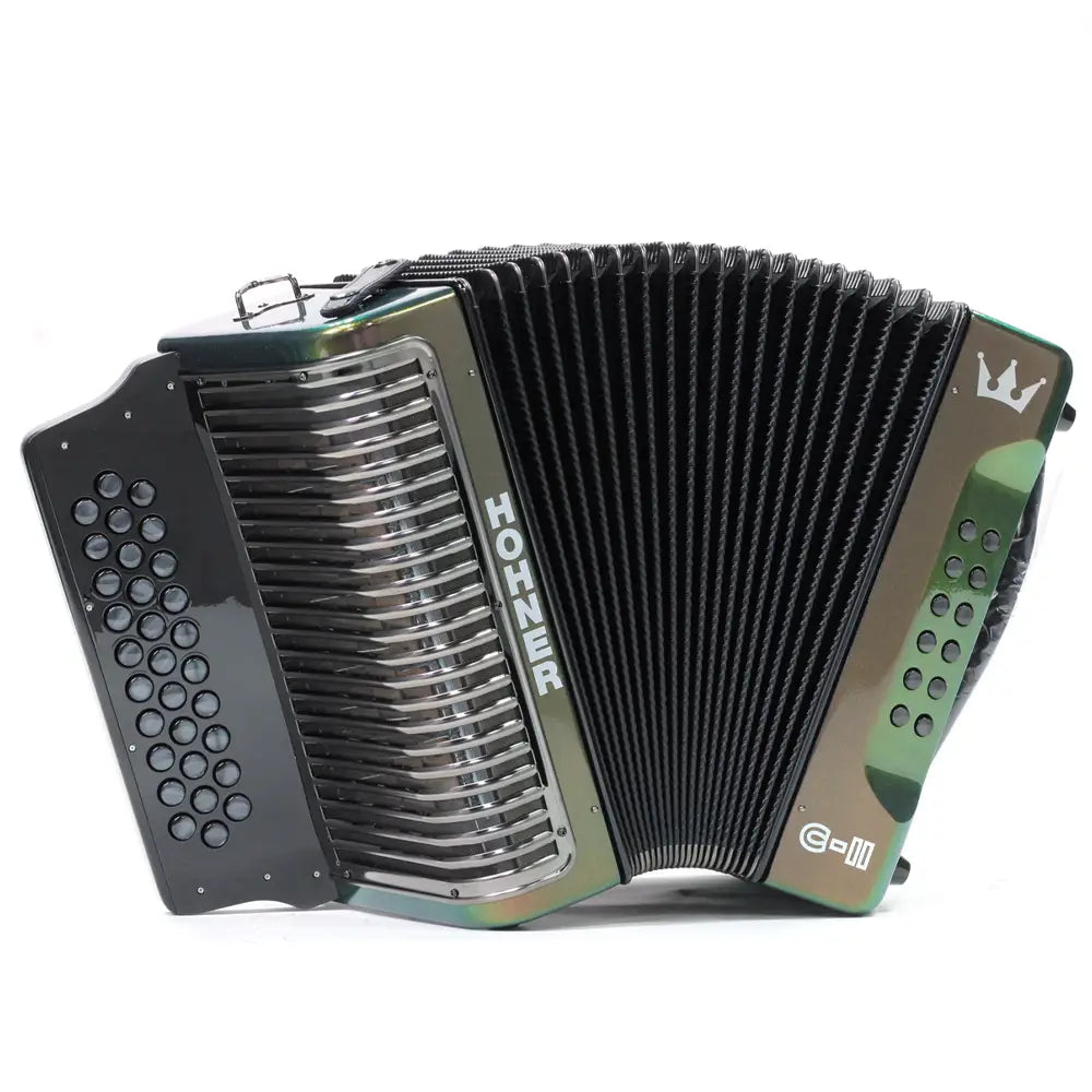 Acordeon Hohner Corona C Ii A5015 Fa Botones Verde/Dorado Con Funda, image size:1000x1000