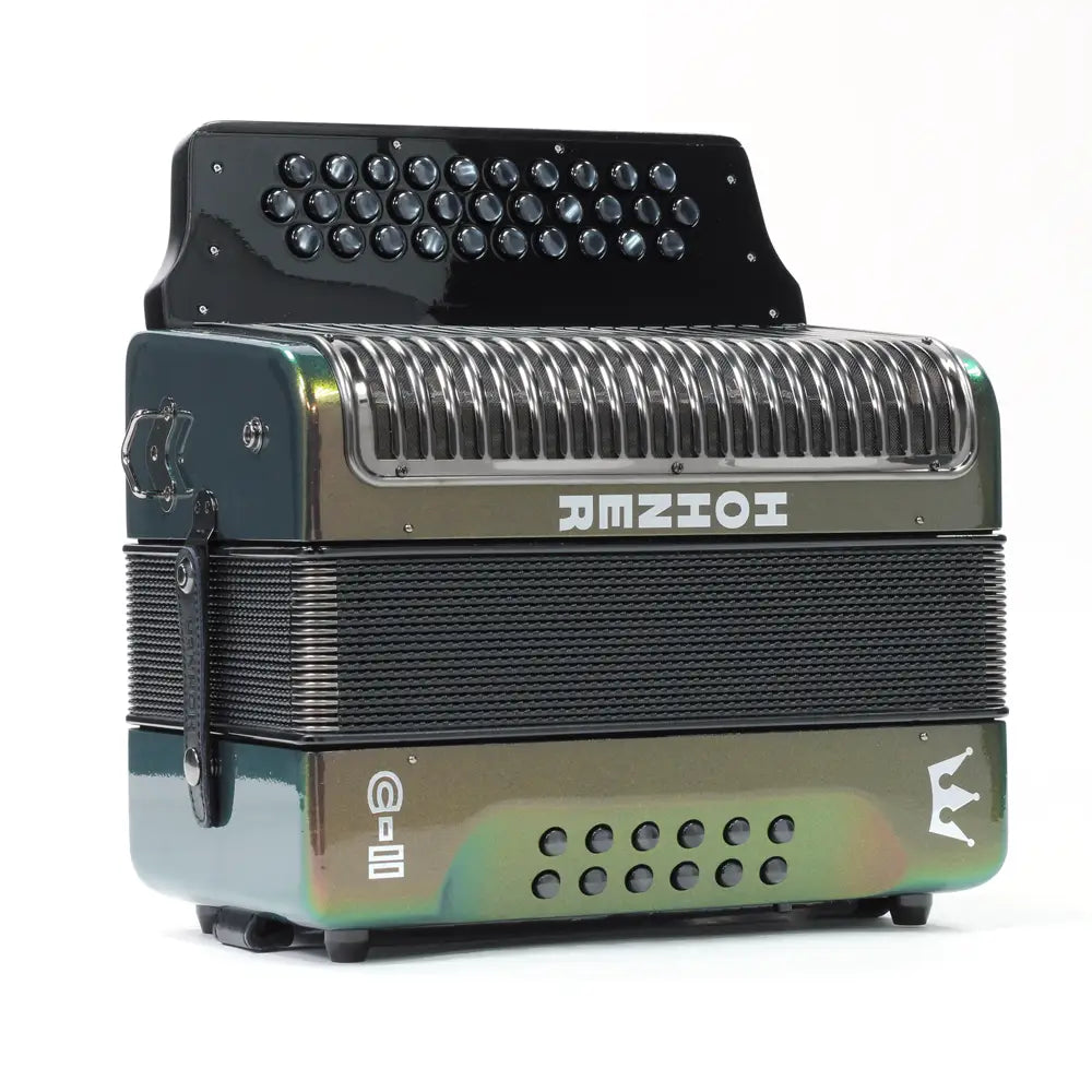 Acordeon Hohner Corona C Ii A5015 Fa Botones Verde/Dorado Con Funda