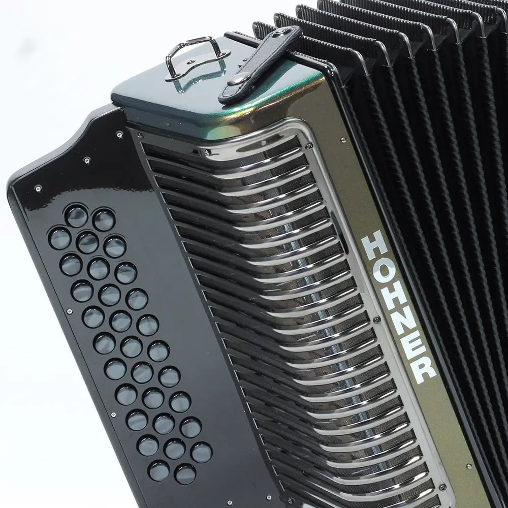 Acordeon Hohner Corona C Ii A5015 Fa Botones Verde/Dorado Con Funda