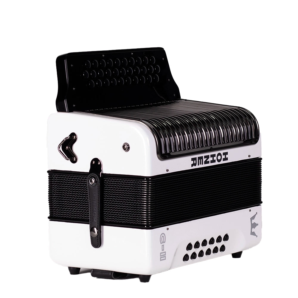 Hohner Corona C II A5016 Acordeón Fa Botones Blanco a Tornasol Con Funda