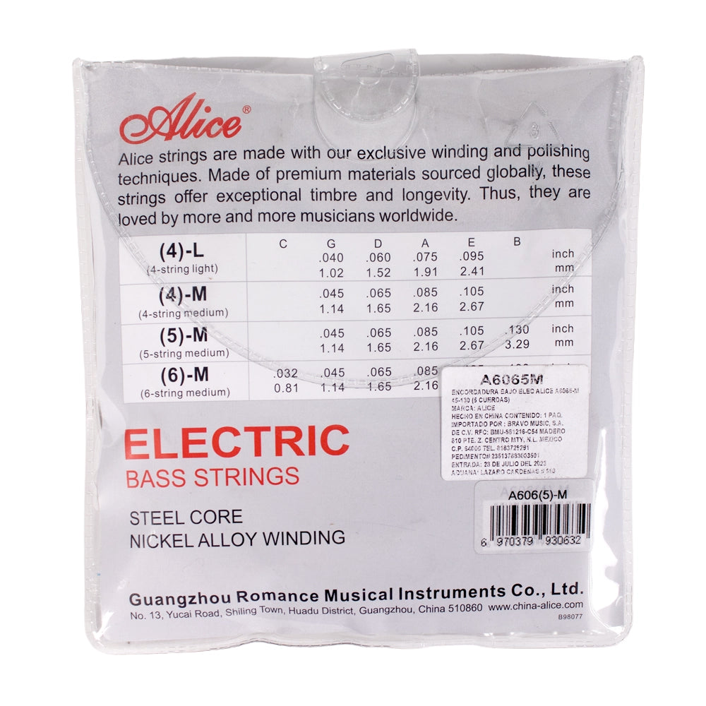 Alice A6065M Encordadura Bajo Eléctrico 45/130 5 Cuerdas