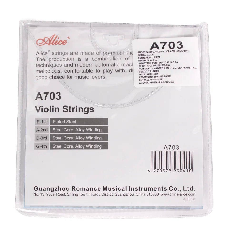 Encordadura Violín ALICE A703