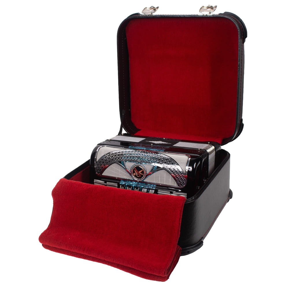 Hohner A9700FBBEBGSBGS Acordeón Anacleto de Botones FA-SIB-MIB Turquesa con Estuche