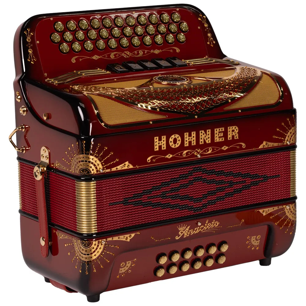 Hohner Anacleto A9700fbbebrr Acordeón Fa Rojo Con Estuche