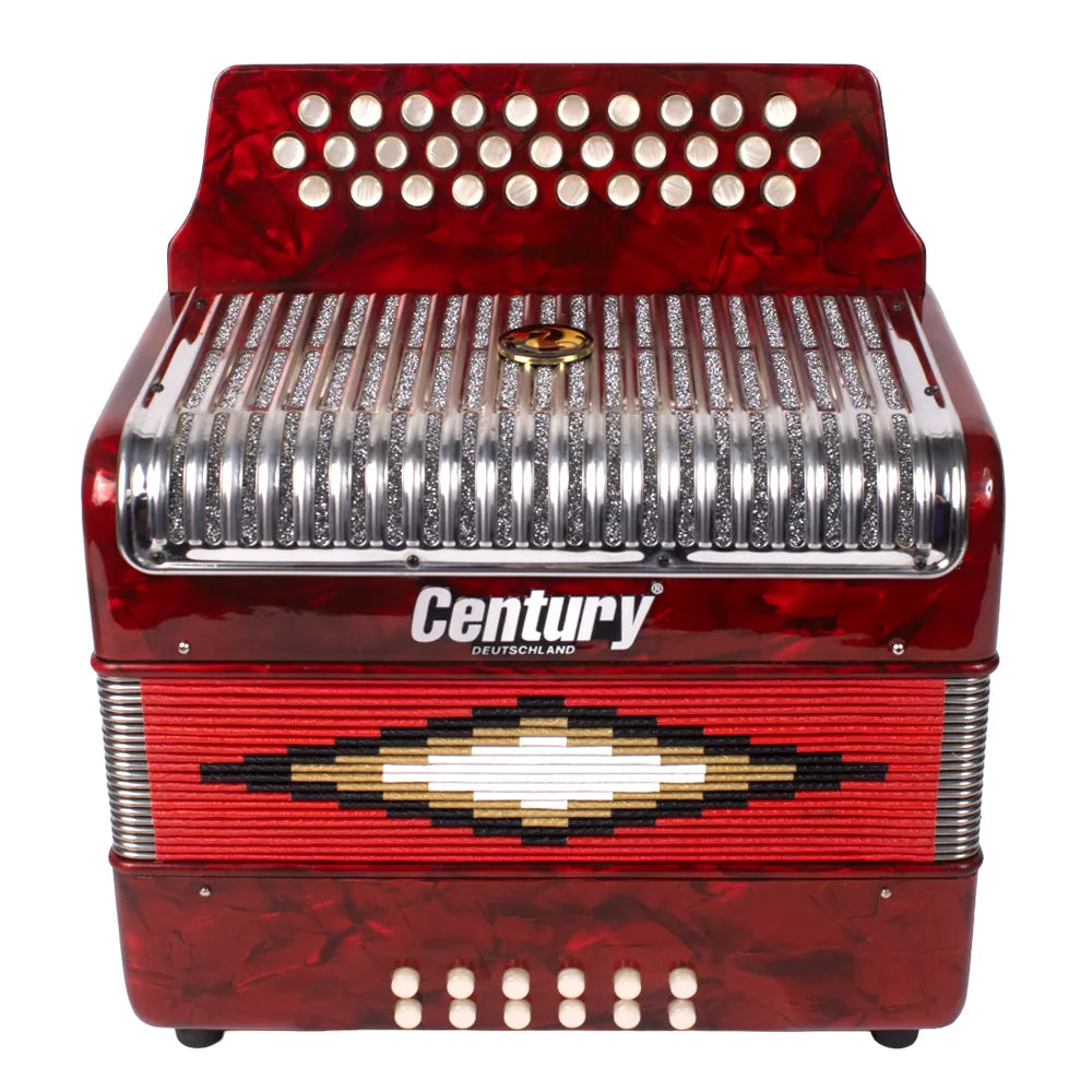 Century C3012FARPI Acordeón de Botones Fa Rojo Parrilla Metal