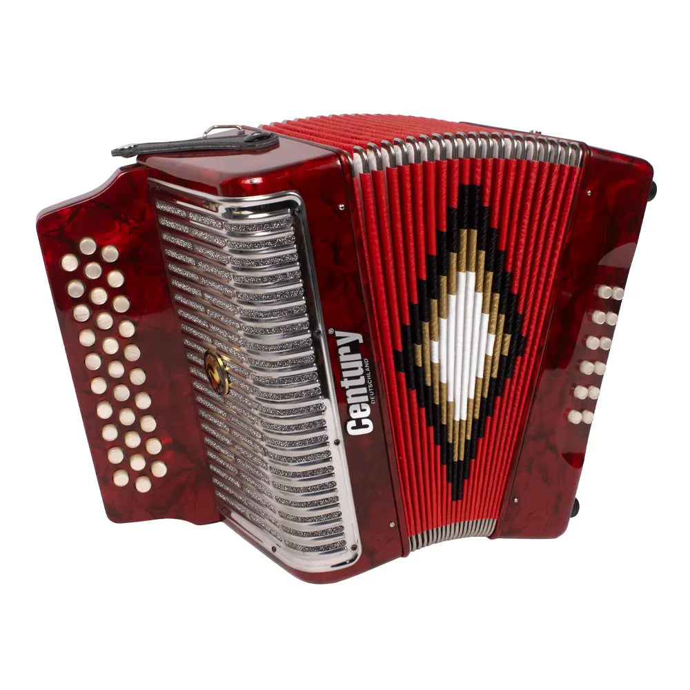 Century C3012FARPI Acordeón de Botones Fa Rojo Parrilla Metal