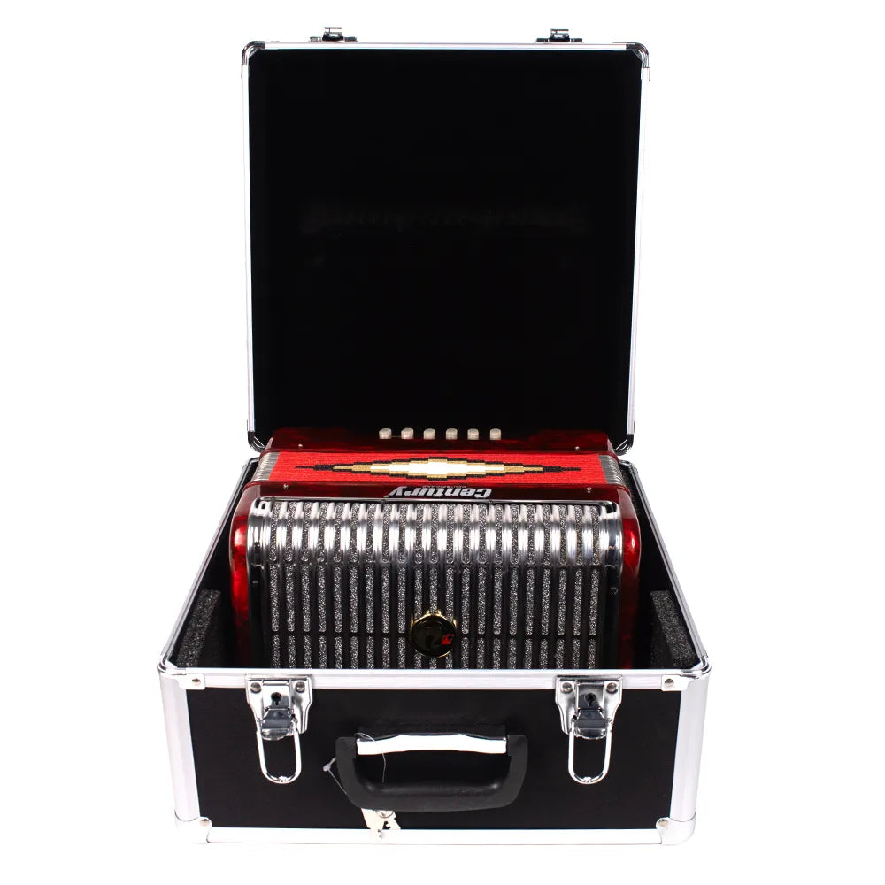 Century C3012FARPI Acordeón de Botones Fa Rojo Parrilla Metal