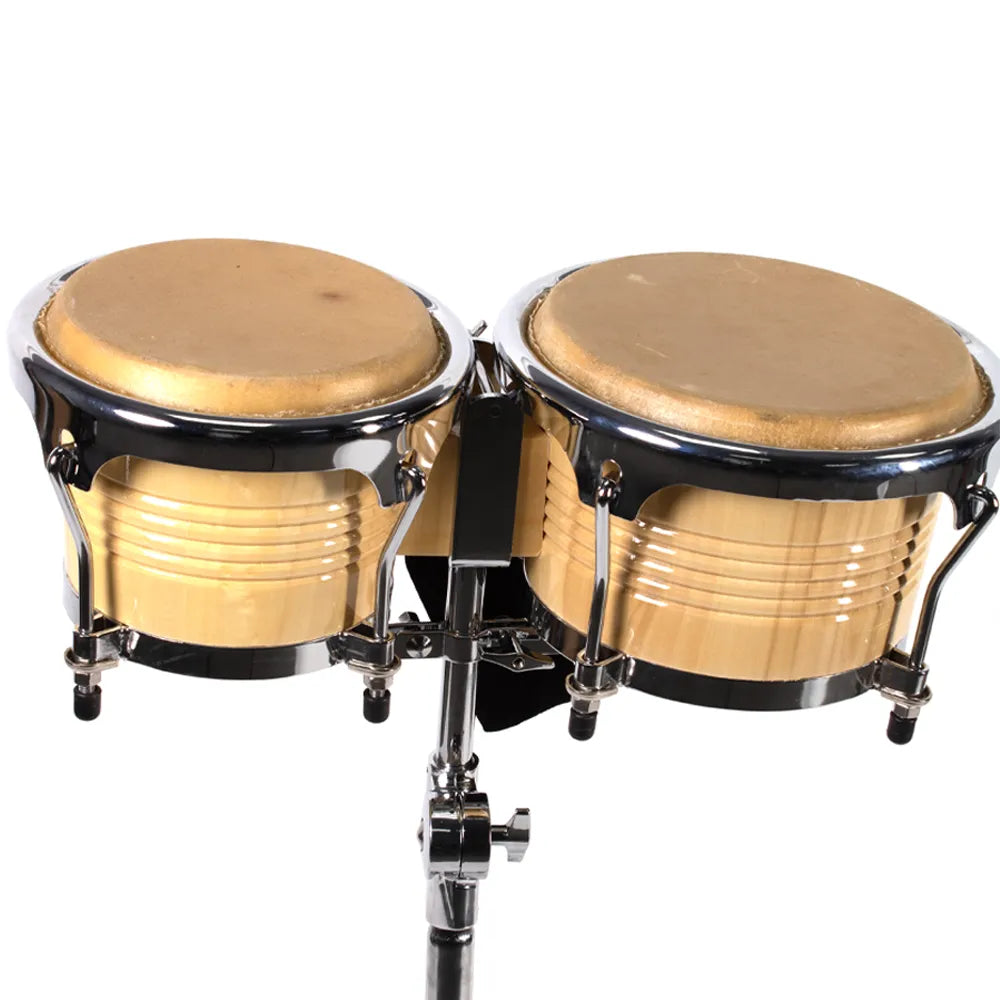 Century Cnbg006 Bongo 8" 9" Madera Natural Aro Cromado con Atril