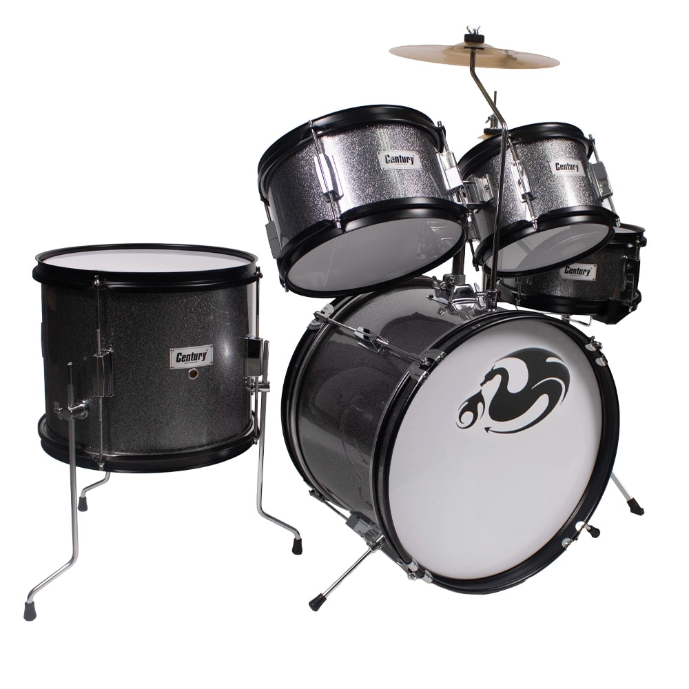 Century Cnbt050 Batería Junior Gris Sparkle 5 Piezas Aro Negro