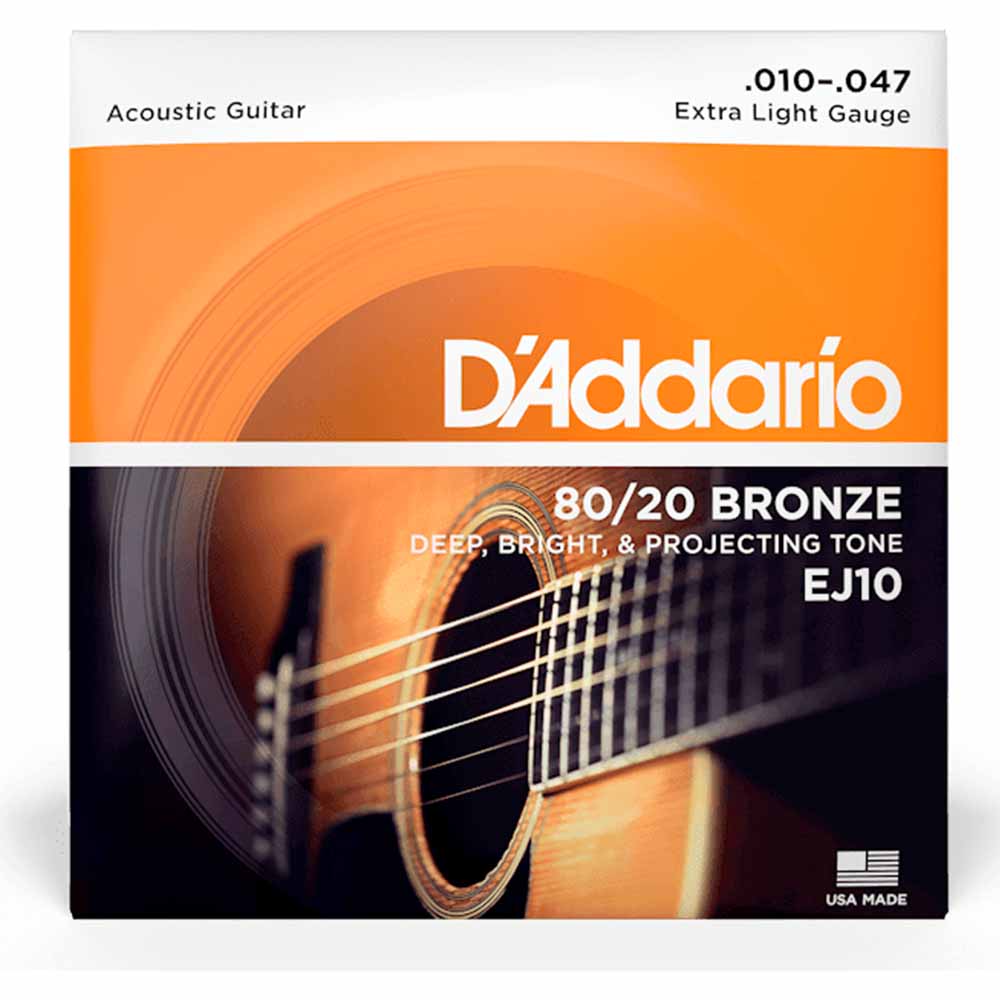 Encordadura Guitarra Acústica Daddario EJ10 10/47 Bronze Extra Light